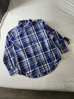 Kids Blue Plaid Button-Down Shirt